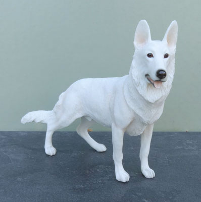 statuette photosculptée 10x15 cm chien berger blanc suisse 3 dog hund perro cane 